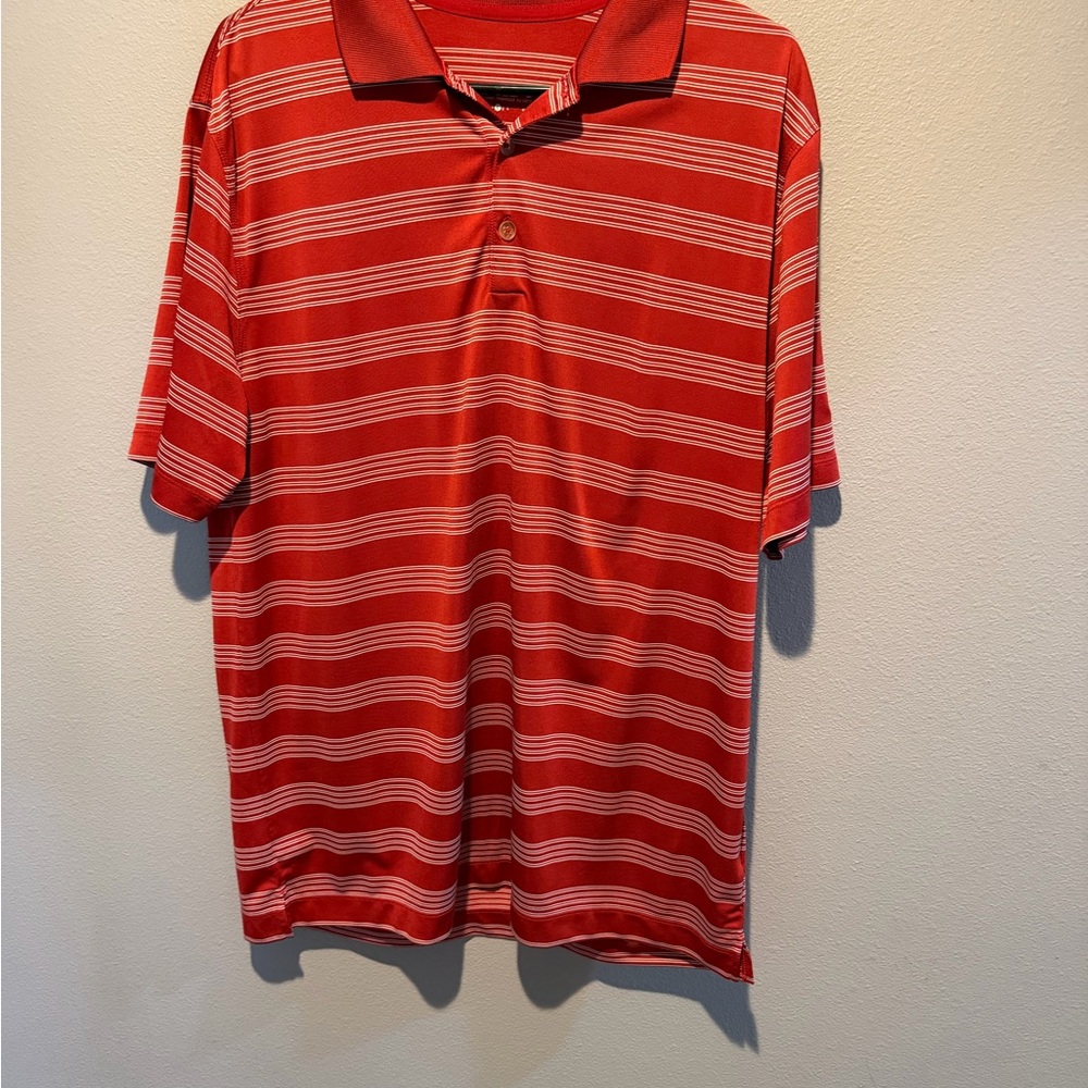 Nike Dri-Fit Red and White Striped Men's Polo Shirt
